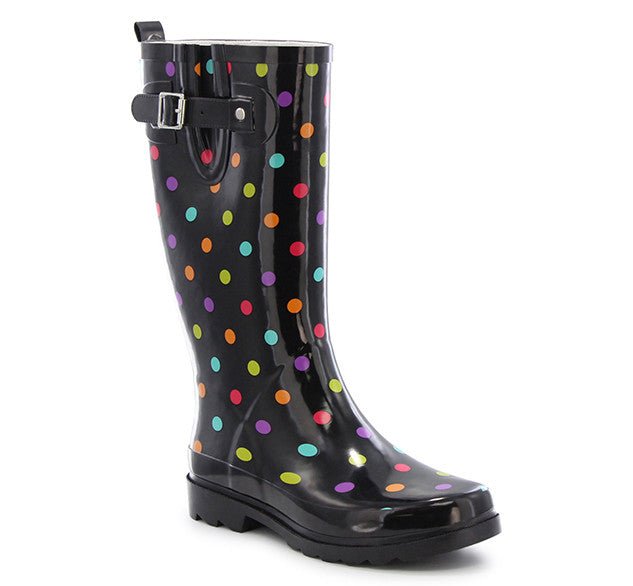 Women's Dot City Tall Rain Boot - Black - WSC B2B