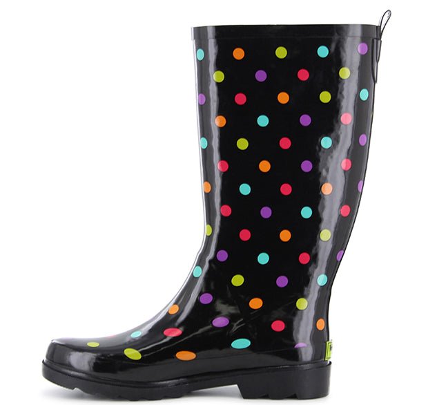 Women's Dot City Tall Rain Boot - Black - WSC B2B