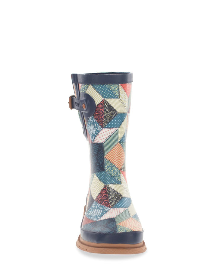Women's Patchwork Mid Rain Boot- Multi - WSC B2B