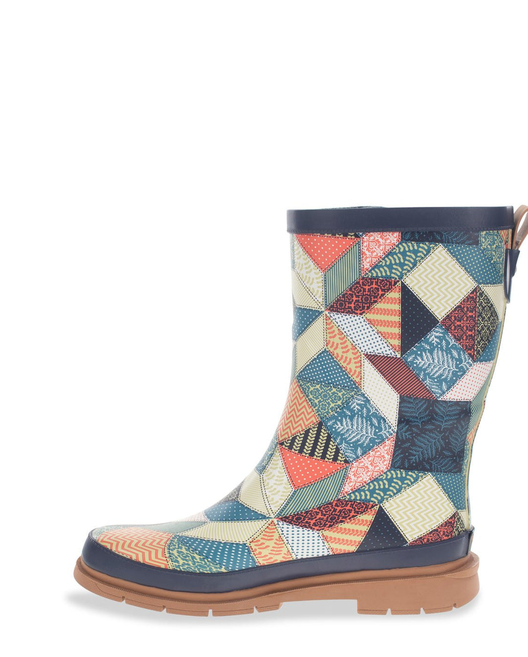 Women's Patchwork Mid Rain Boot- Multi - WSC B2B