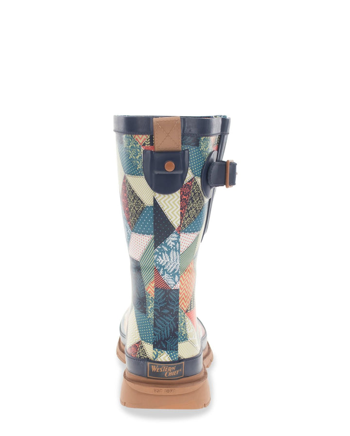 Women's Patchwork Mid Rain Boot- Multi - WSC B2B
