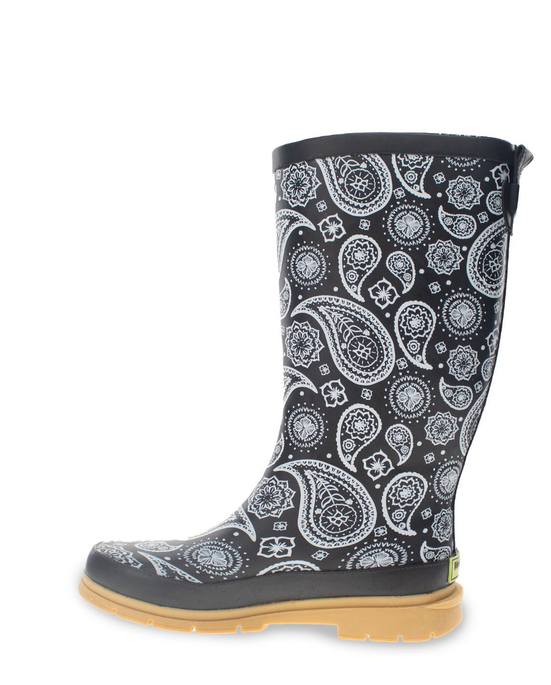 Women's Poppin' Paisley Tall Rain Boot - Black - WSC B2B
