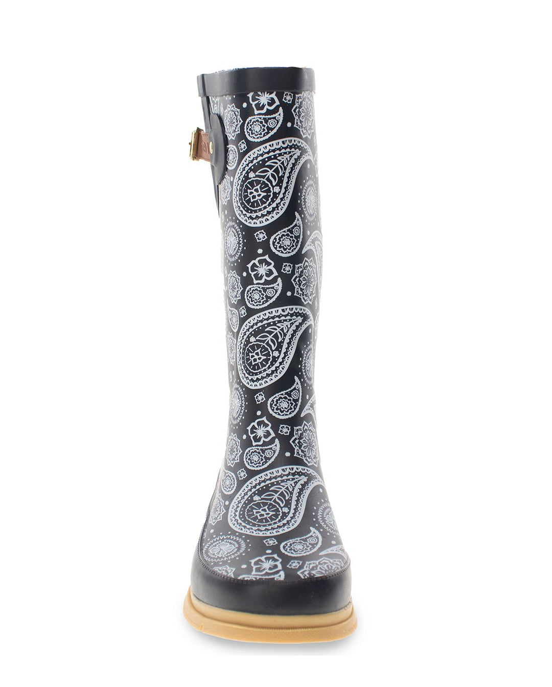Women's Poppin' Paisley Tall Rain Boot - Black - WSC B2B
