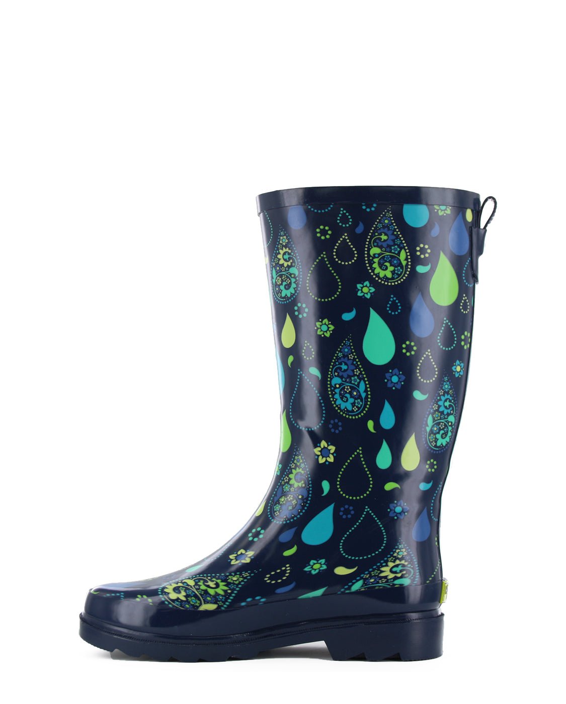 Women's Pouring Paisley Tall Rain Boot - Navy - WSC B2B