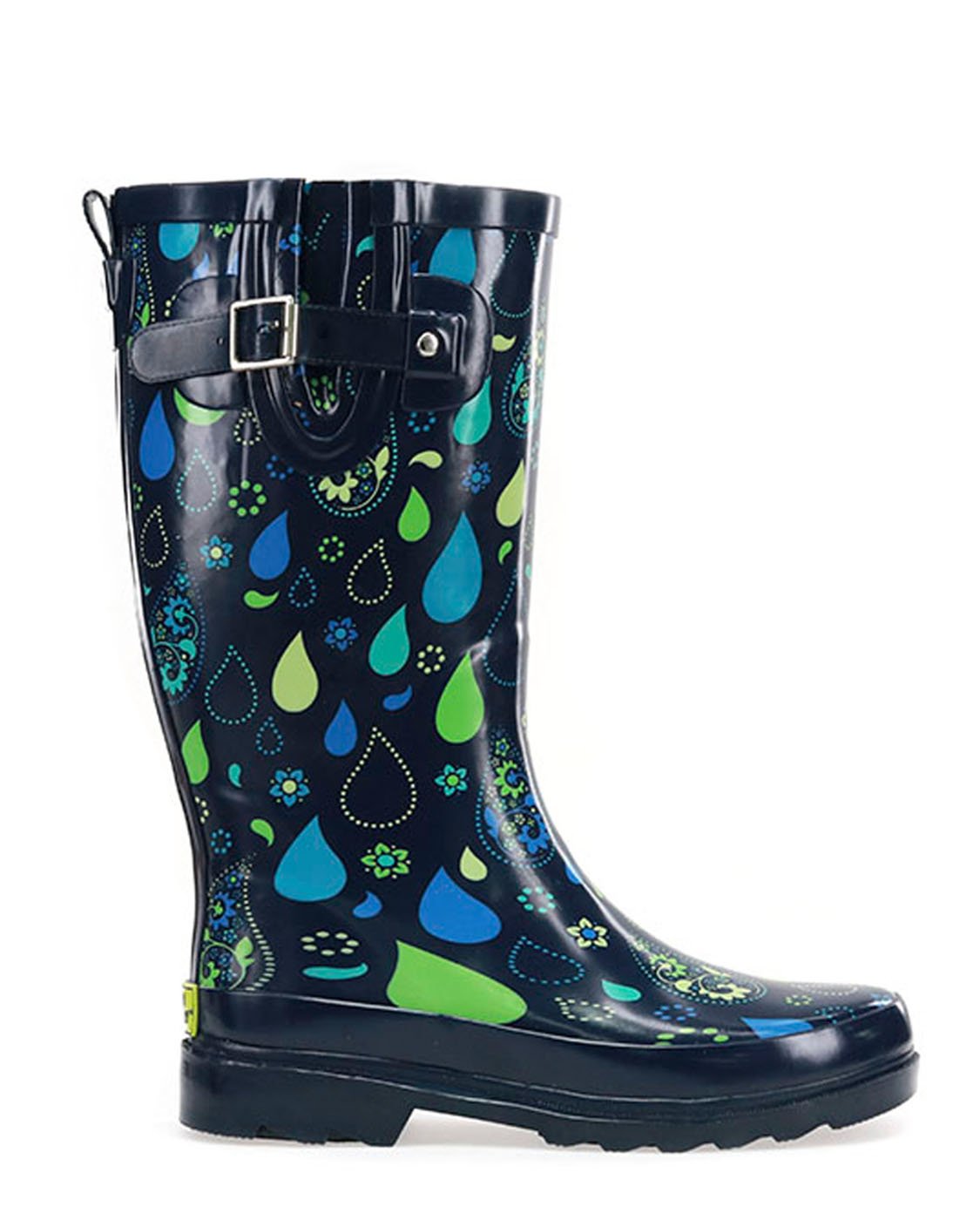 Women's Pouring Paisley Tall Rain Boot - Navy - WSC B2B